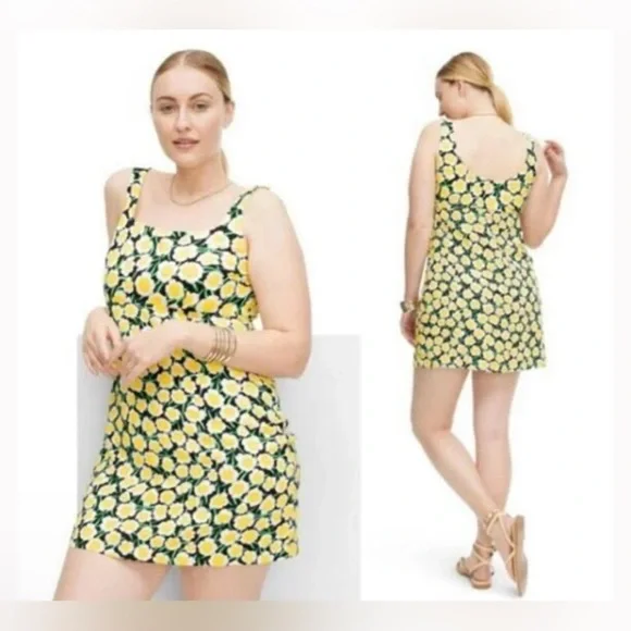 DVF Diane Von Furstenberg Target Collab 90s Yellow Floral minidress new size 14 - Picture 3 of 5